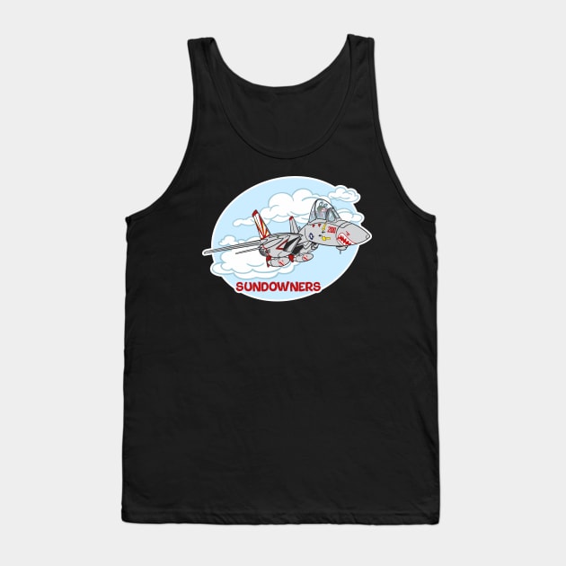 Tomcat Cartoon VF-111 Sundowners Tank Top by MBK